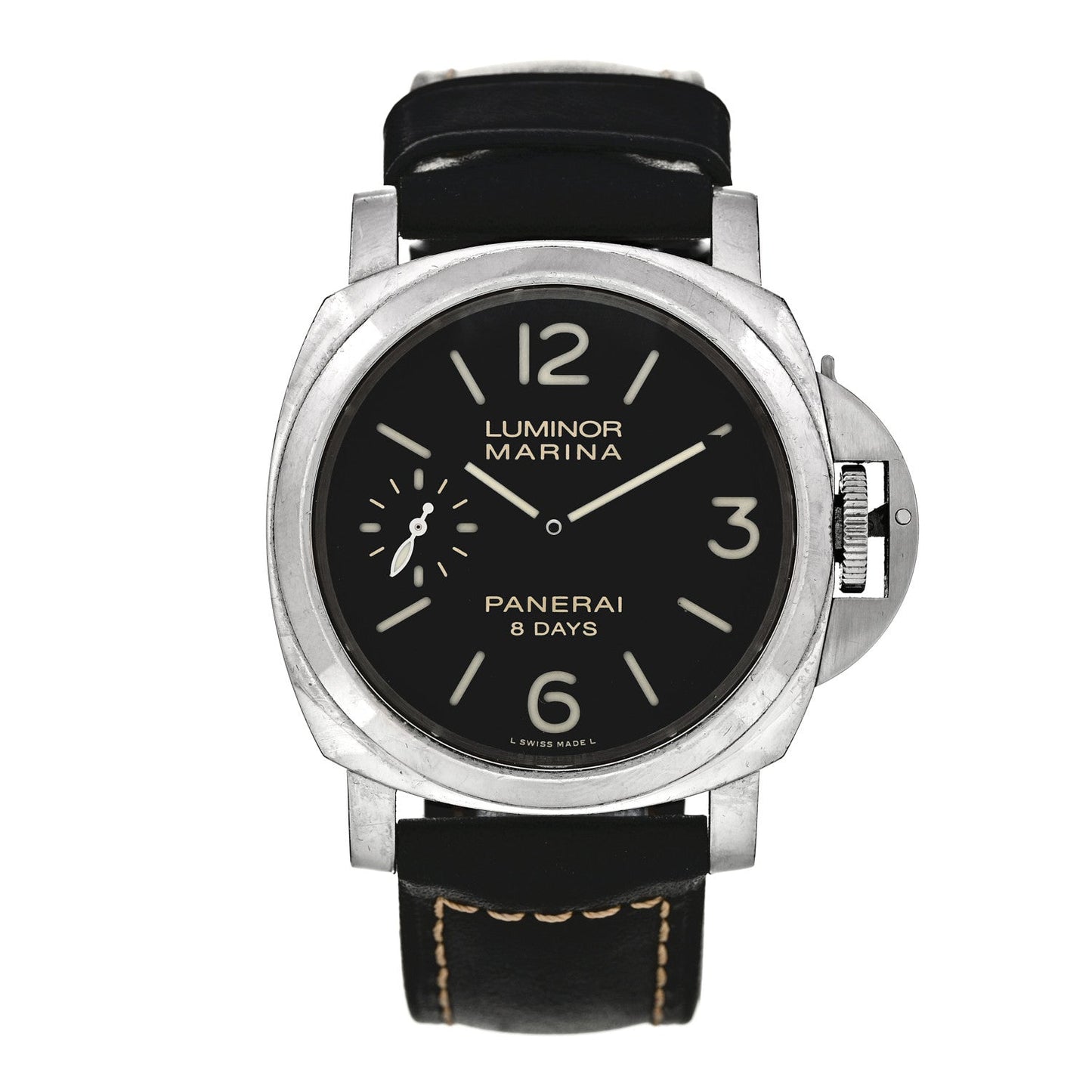 Stainless Steel Calfskin 44mm Luminor Marina Manual Winding Watch Black PAM00510
