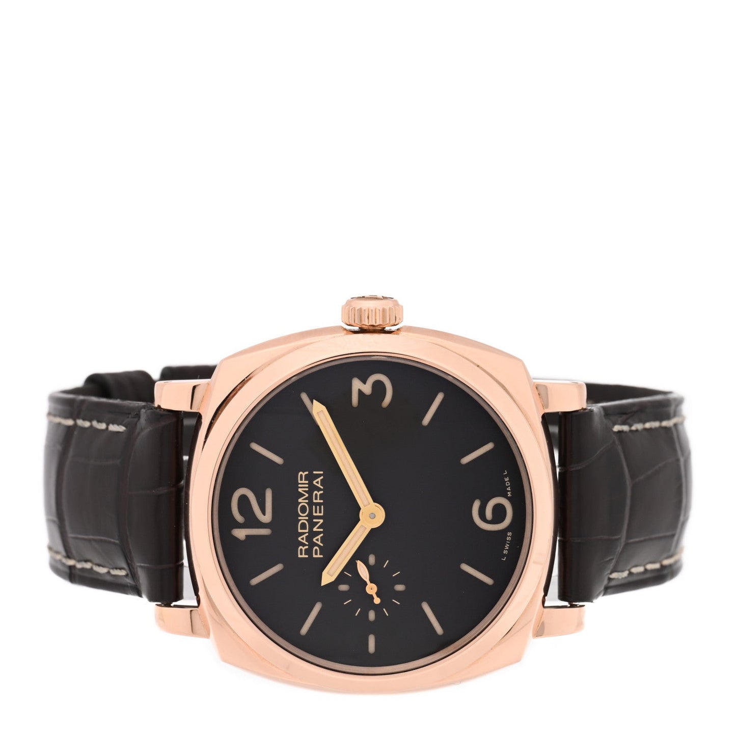 18K Rose Gold Alligator 42mm Radiomir 1940 ORO Rosso Manual Winding Watch Brown PAM00513
