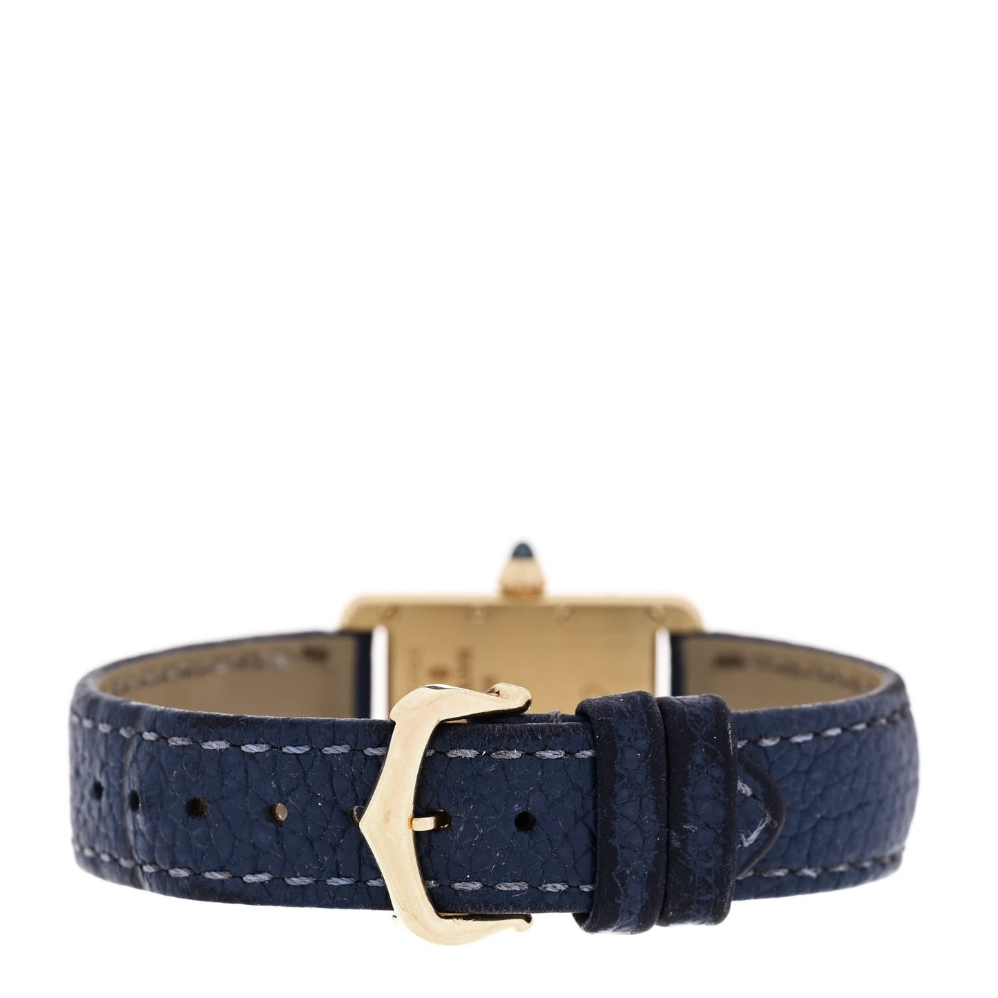 18K Yellow Gold Calfskin 22mm Tank Louis Quartz Watch Blue