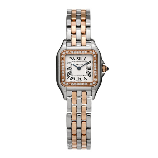 Stainless Steel 18K Pink Gold Diamond 22mm Panthere Quartz Watch