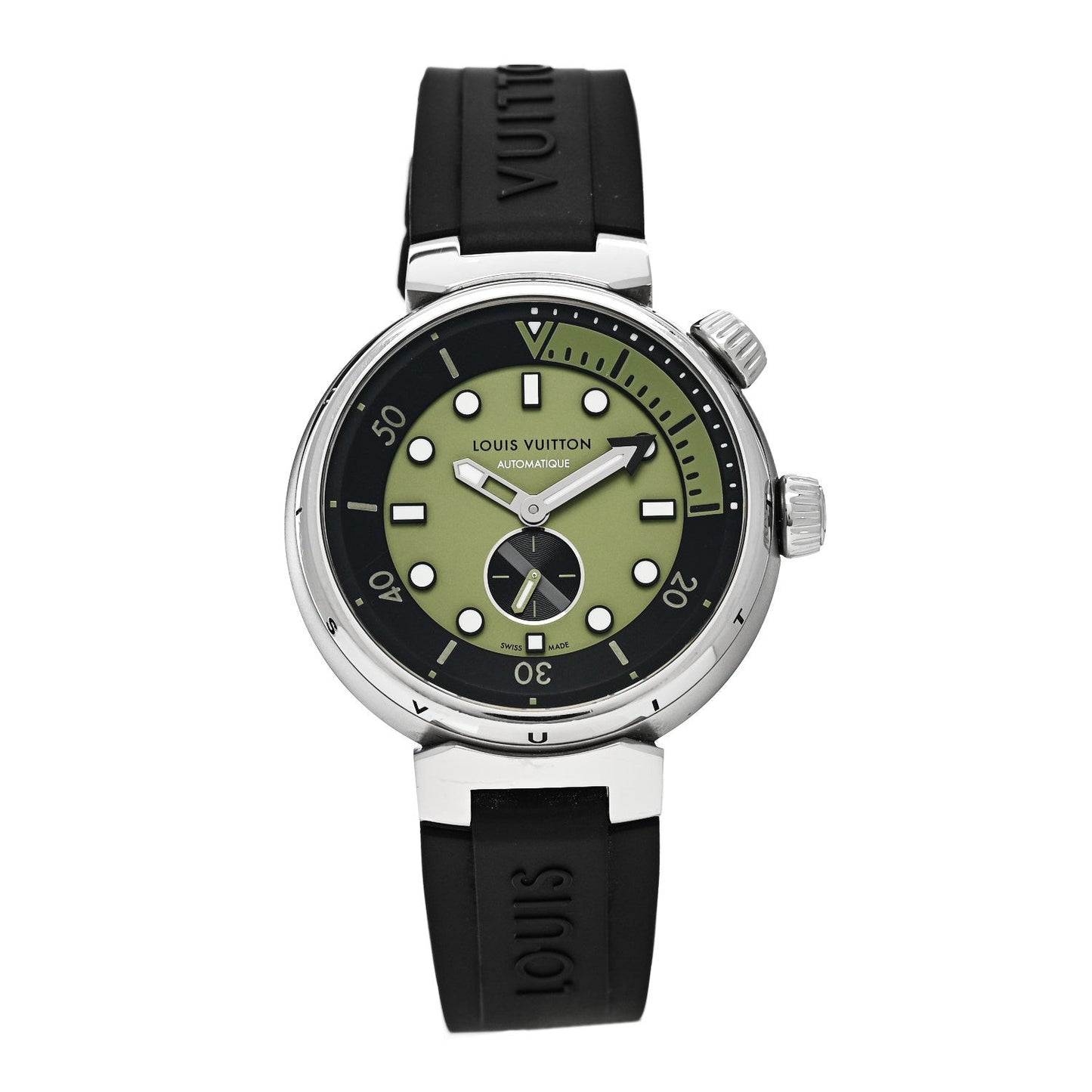 Stainless Steel Rubber 44mm Tambour Street Diver Automatic Watch Urban Green