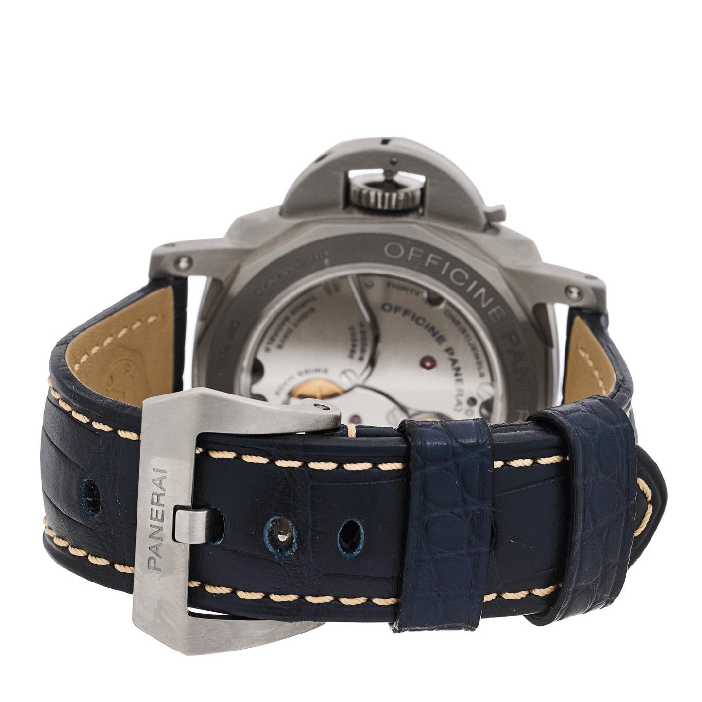 Titanium Alligator 47mm Luminor Equation of Time GMT Manual Winding Watch Blue PAM00670