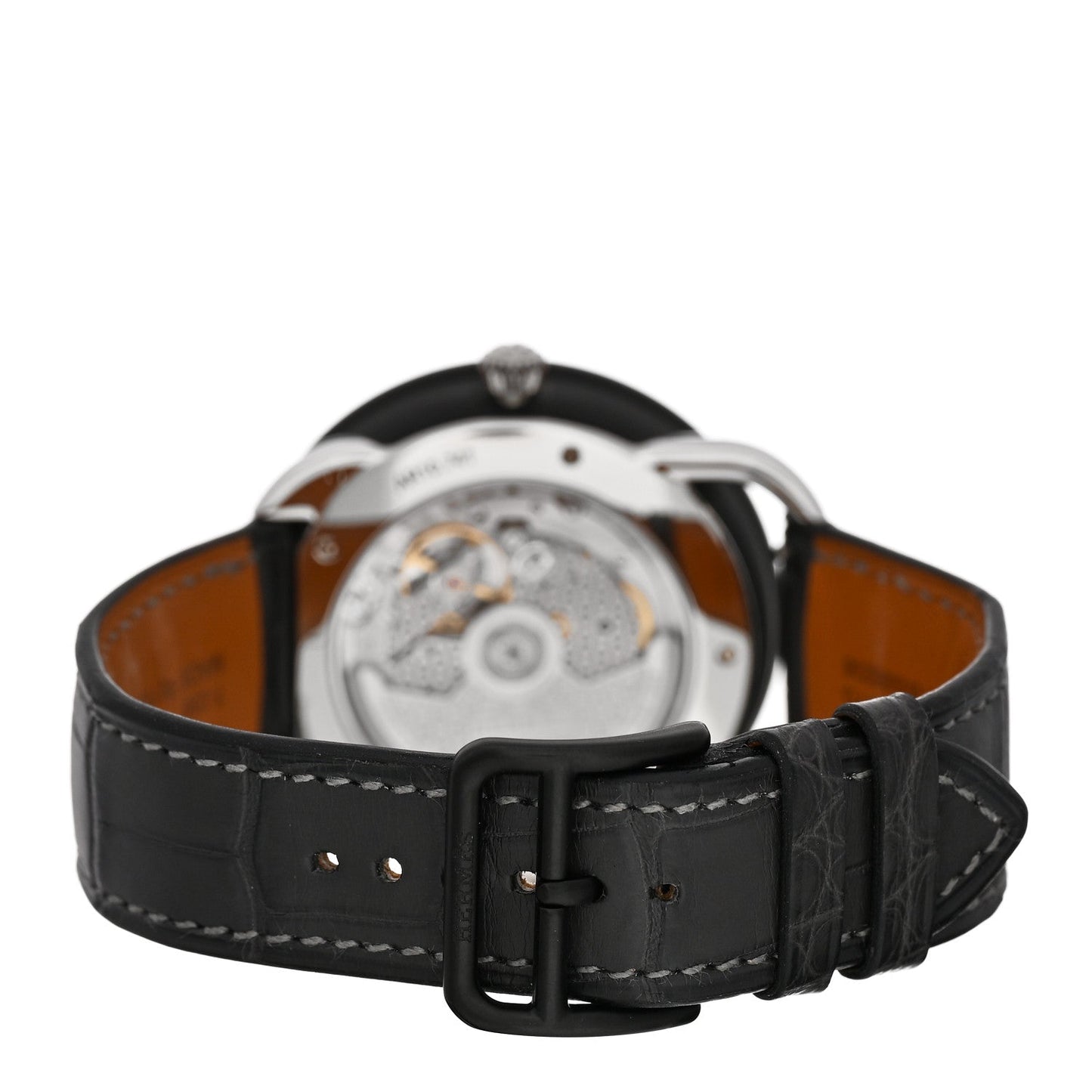 Platinum Titanium Alligator 43mm Arceau Le Temps Voyageur Automatic Watch Noir
