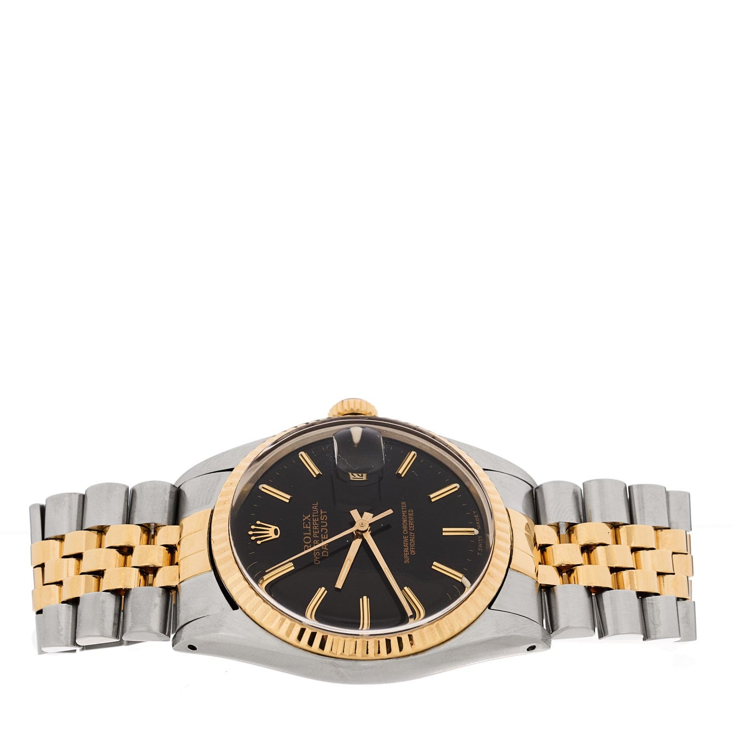 Stainless Steel 18K Yellow Gold 36mm Oyster Perpetual Datejust Watch Black 16233
