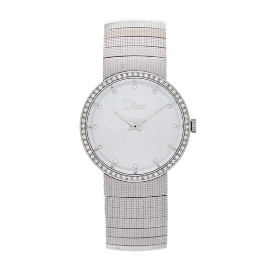 Stainless Steel Diamond Bezel Mother of Pearl 33mm La D De Dior Quartz Watch