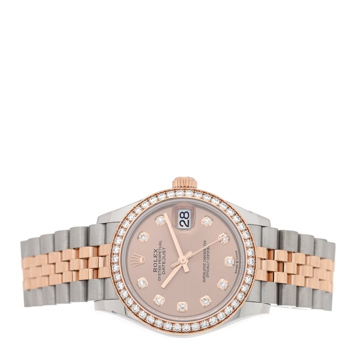 Stainless Steel 18K Everose Gold Diamond 31mm Oyster Perpetual Datejust Watch Pink 278381RBR