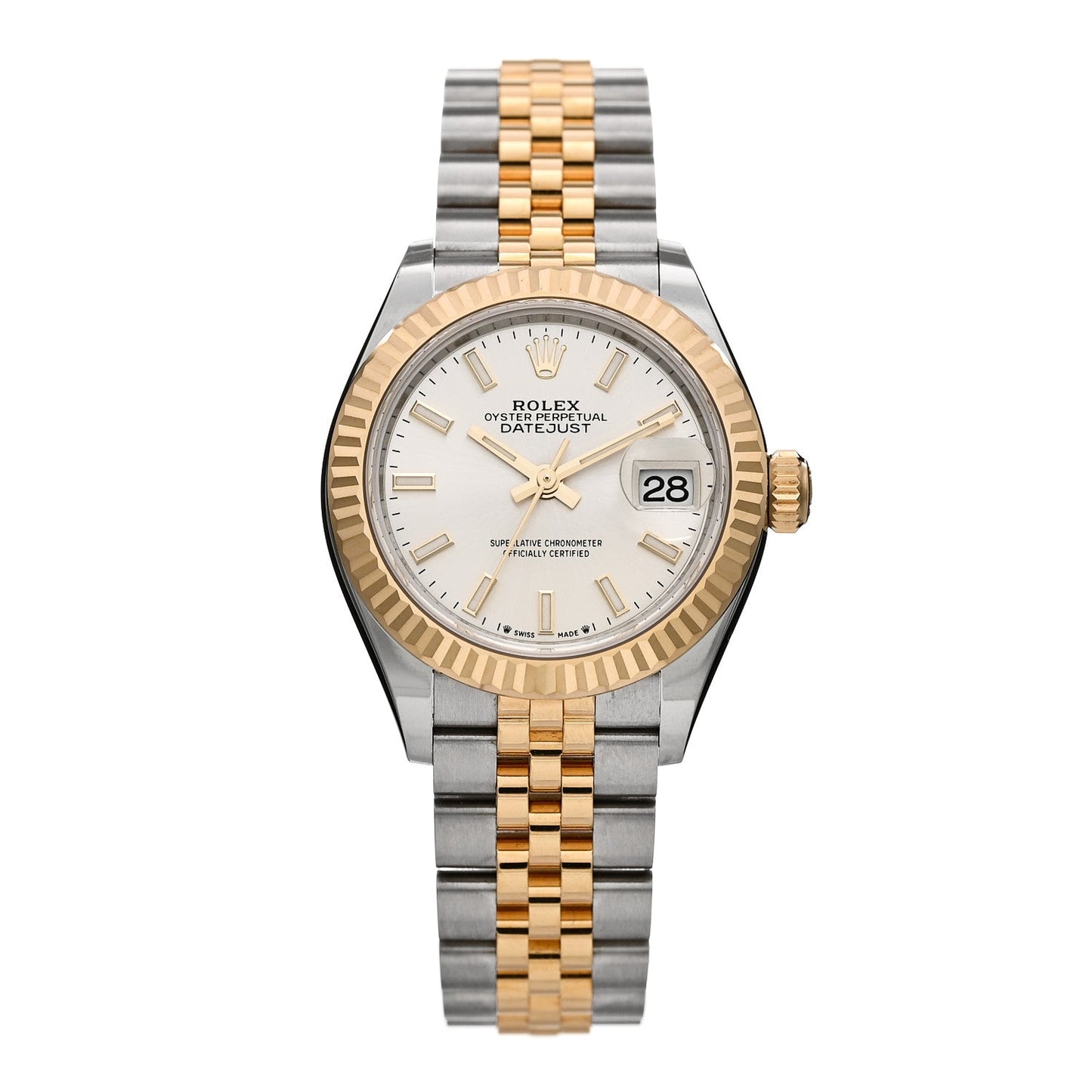 Stainless Steel 18K Yellow Gold 28mm Oyster Perpetual Datejust Watch Silver 279173