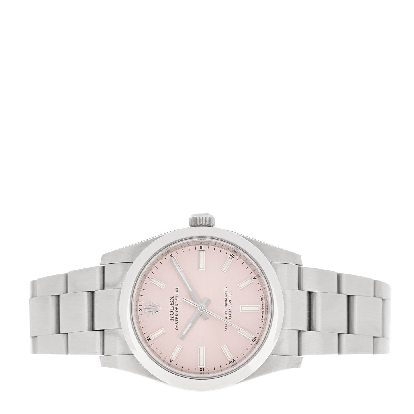 Stainless Steel 34mm Oyster Perpetual Watch Pink 124200
