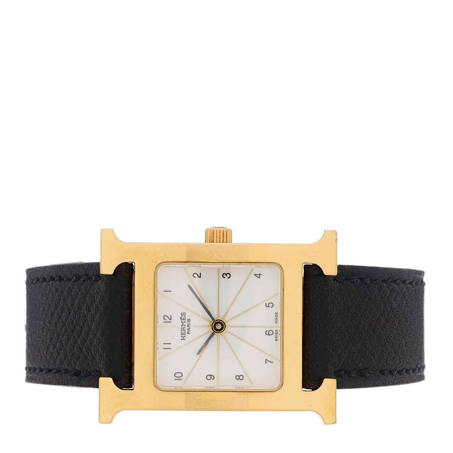 Stainless Steel Epsom 21mm Heure H Hour Quartz Watch Noir
