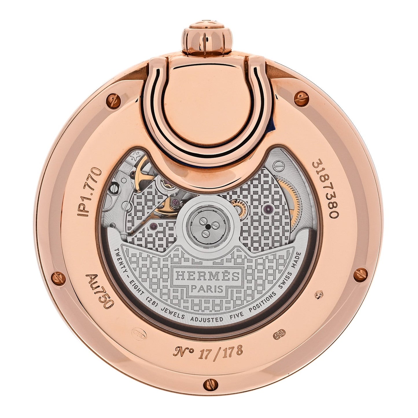 18K Rose Gold Alligator 40mm In the Pocket Automatic Watch Havane